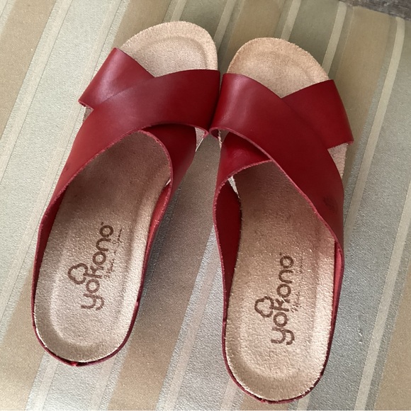 Yokono Shoes New Yokona Red Leather Wedge Made In Spain 75 Poshmark